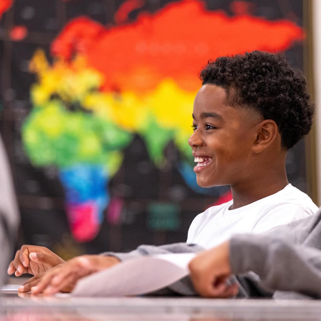  A student sits at a desk in class